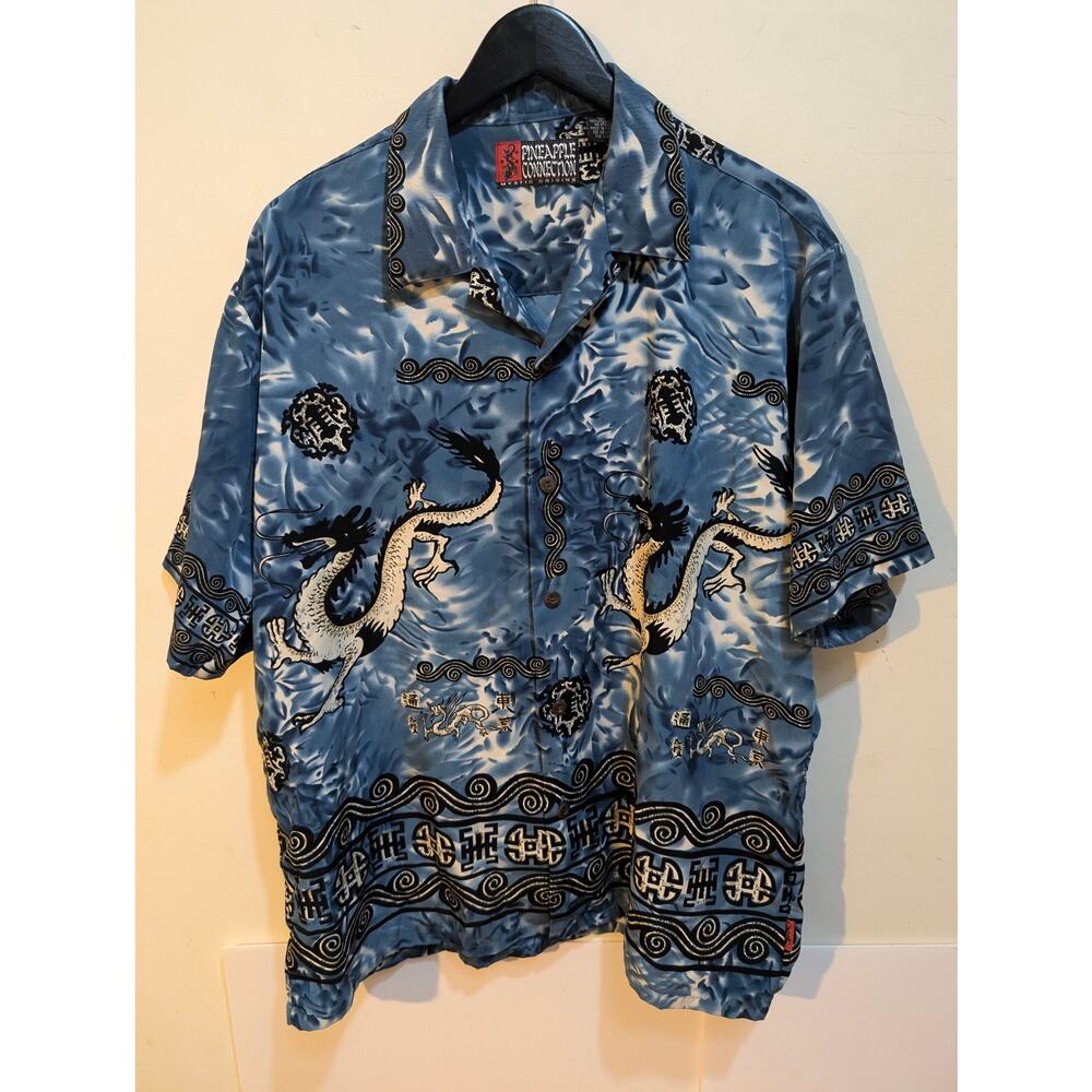 Vintage Pineapple Connection Mythic Origins Dragon 90s Y2K 2000s Button Shirt